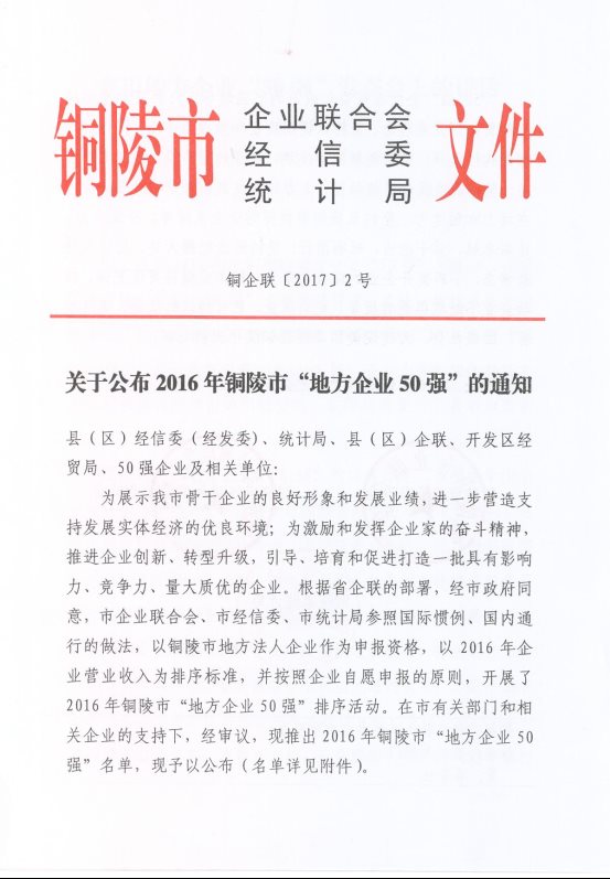 2016年地方企業(yè)50強(qiáng)通知1